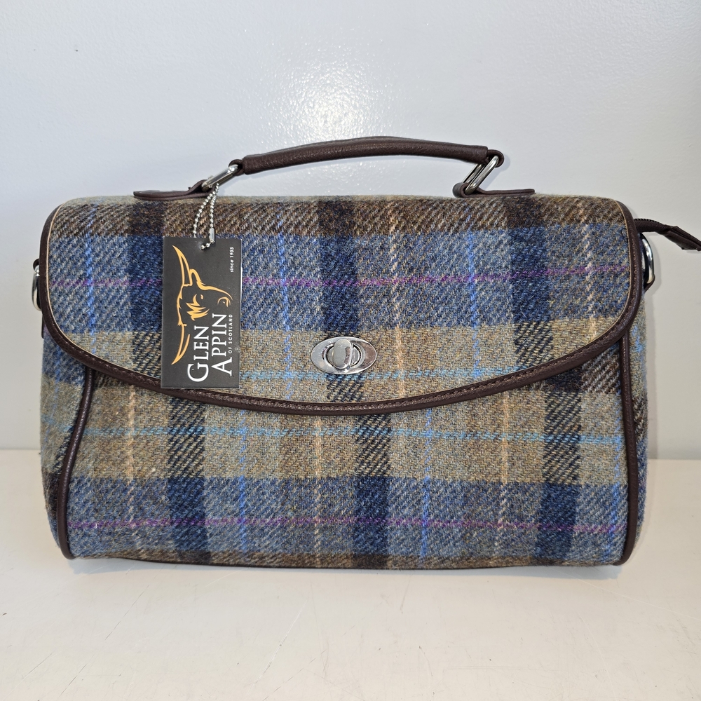 Glen Appin Blue and Brown Checkered Women's Satchel